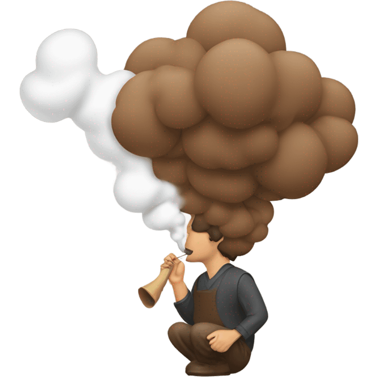 man blowing brown smoke emoji