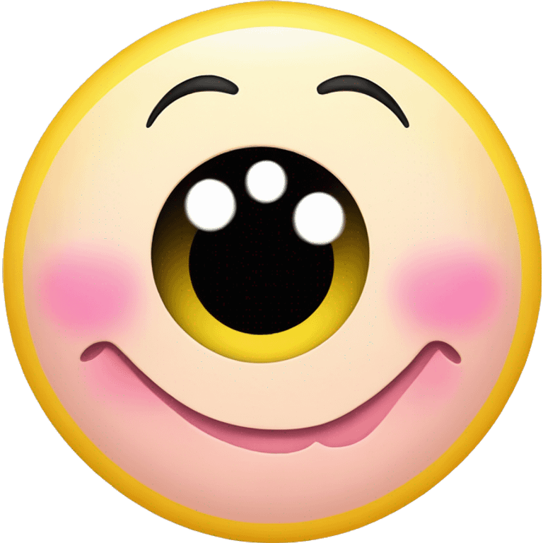 Create a circle regular yellow-faced emoji with large, sparkling eyes and pink blush on the cheeks to convey shyness and affection. The face should have no mouth, symbolizing the hesitation to express feelings no hair , no mouth , no eye brows emoji