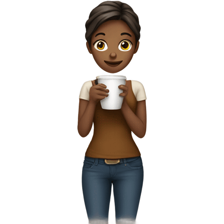 girl drinking coffee emoji