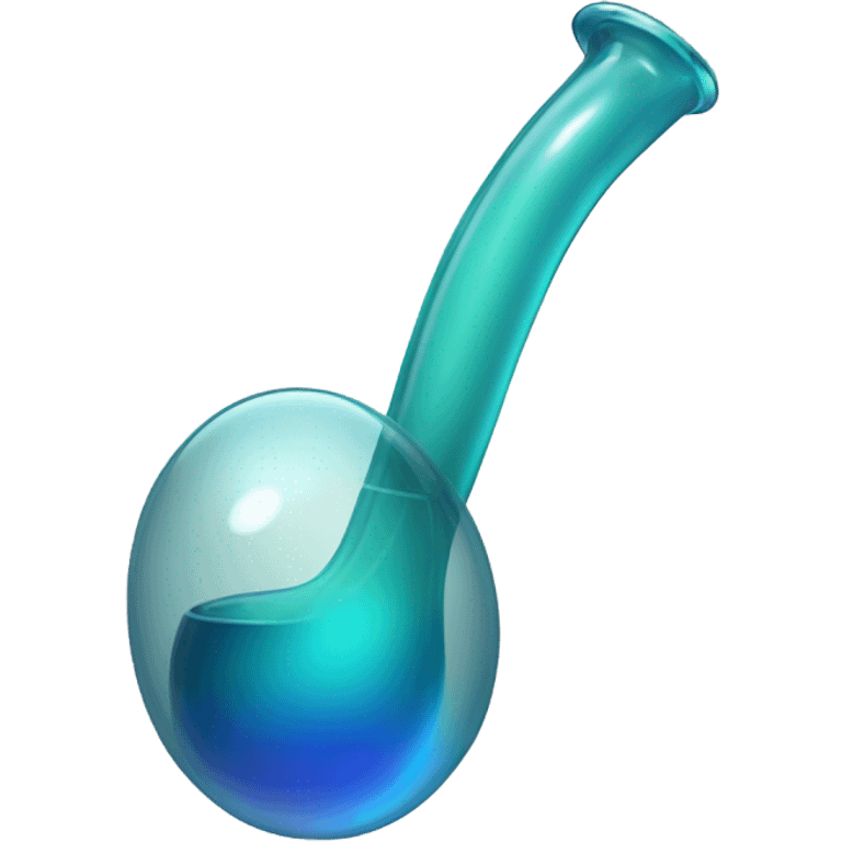 Glass stemmed pipe with a glass blown bubble on the end of the stem emoji