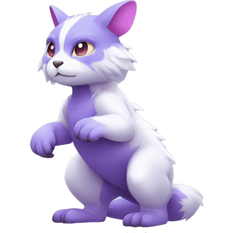 Cute cool white blue purple pink animal hybrid Fakemon full body emoji