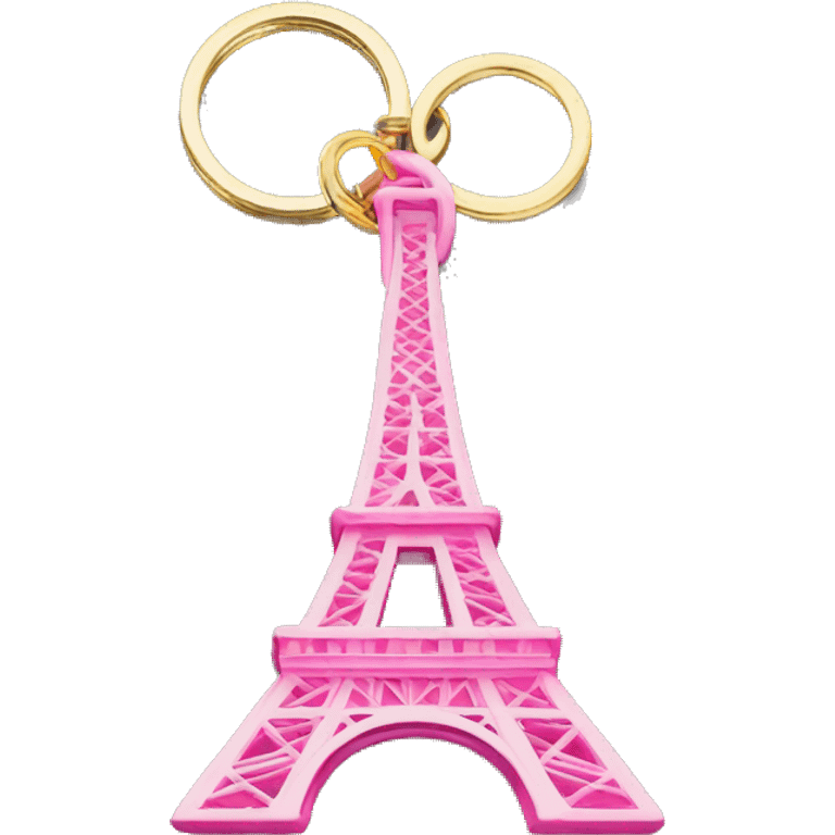 Pink Eiffel tower key ring emoji