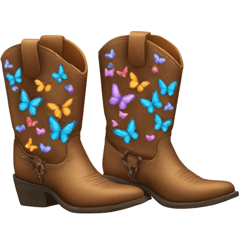 Cowboy boots covered in butterflies  emoji