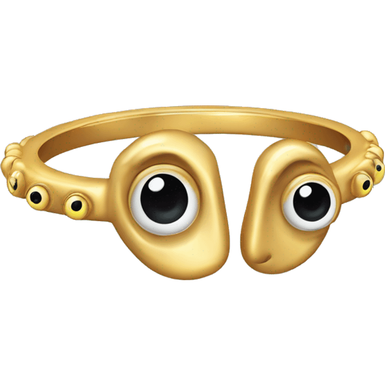 very thin gold ring studded with eyeballs emoji