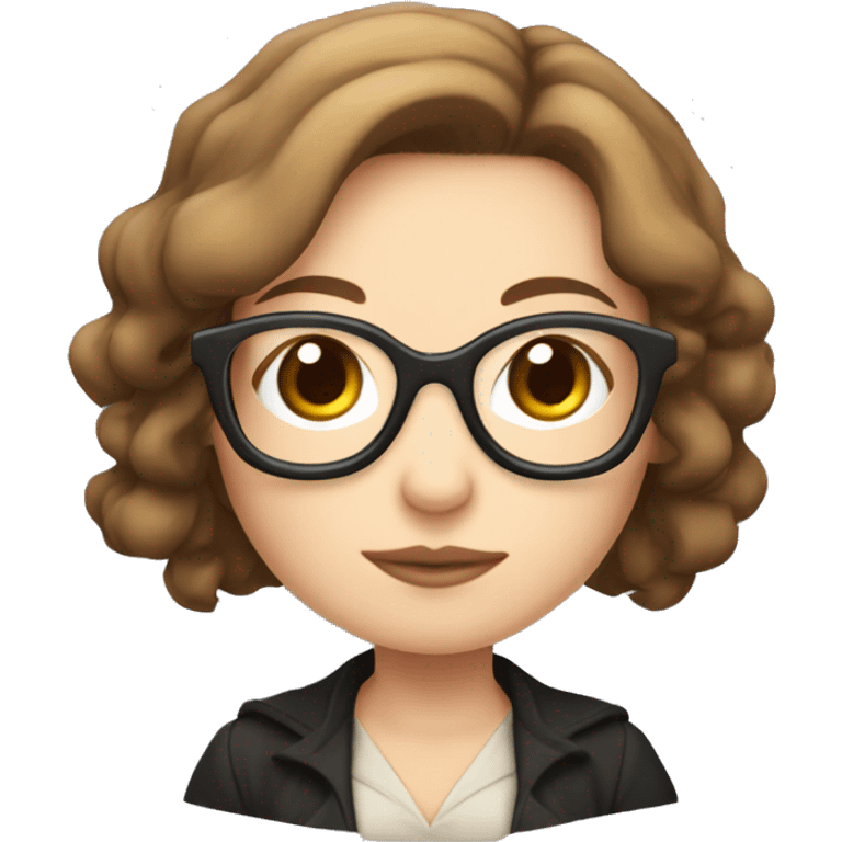 Chibi librarian witch with Chin-length brown highlighted hair  and glasses emoji