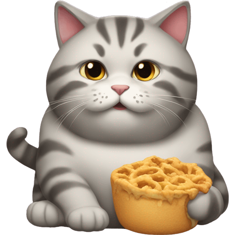 A big fat kitty munching  emoji