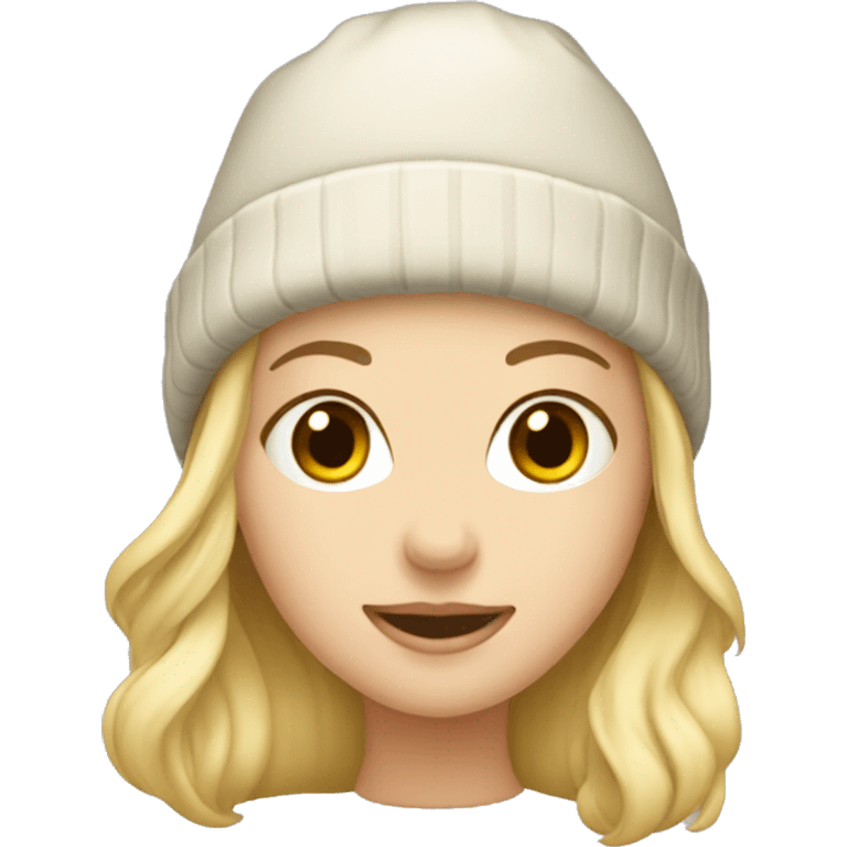 Blonde girl wearing a winter hat emoji