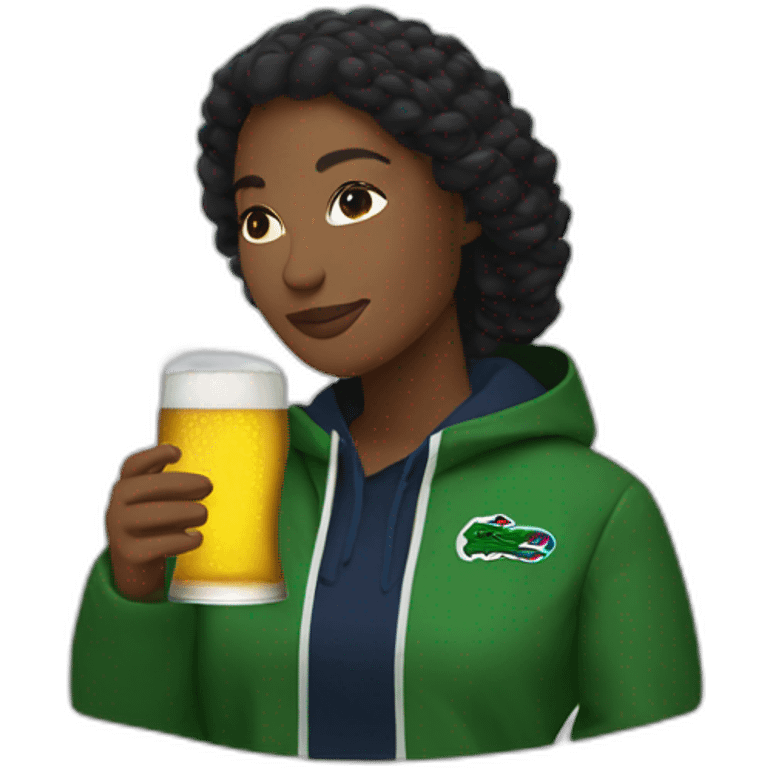 Lacoste black friends woman drinking beer with windbreaker emoji