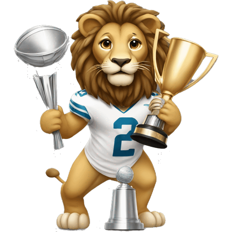 Lion holding the Lombardi trophy emoji