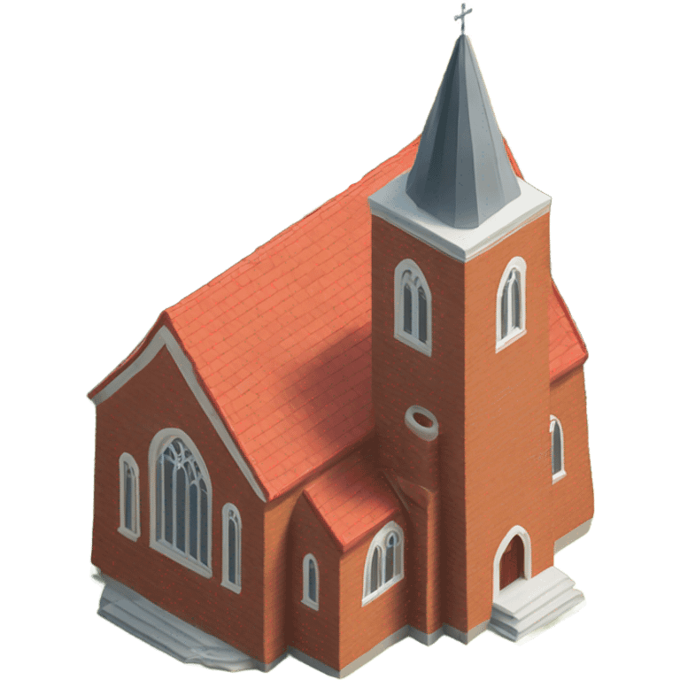 isometric red brick curved roof church emoji