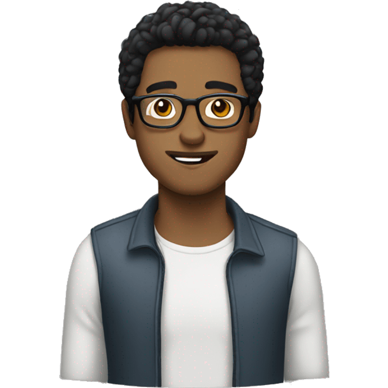 Guy with black hair and glasses  emoji