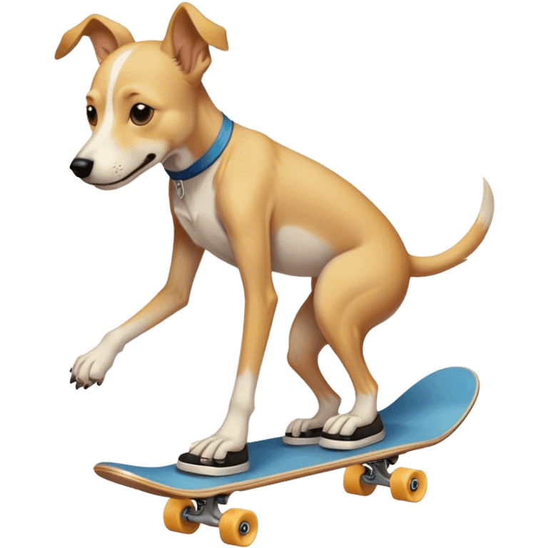 A demi-human dog boy. Tall, skinny, pale. Skateboarder emoji