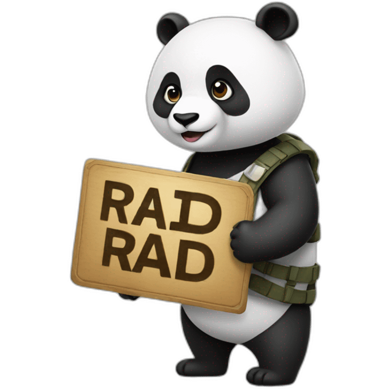 Panda holding "raid" sign emoji