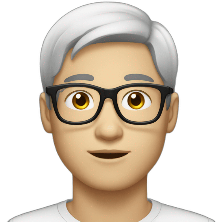 Young men type French, White skin ,Black straight hair, with glasses emoji