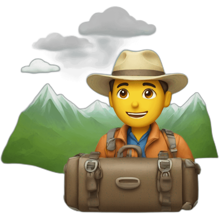 traveller with mountains on background emoji