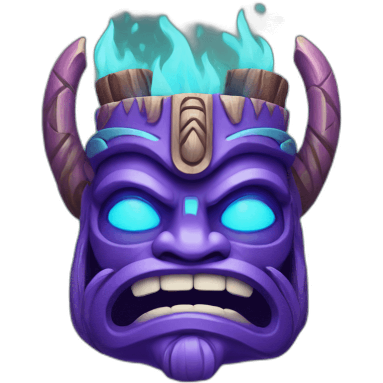 purple and cyan tiki god fire emoji