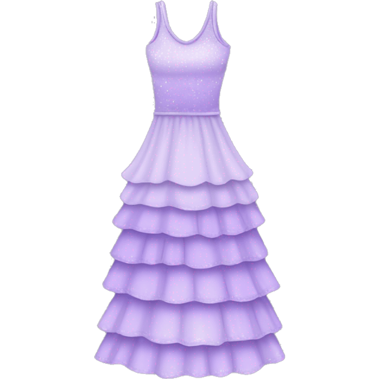 A lavender purple tiered sparkly dress. The layers should be slightly different shades of lavender and should be long  emoji