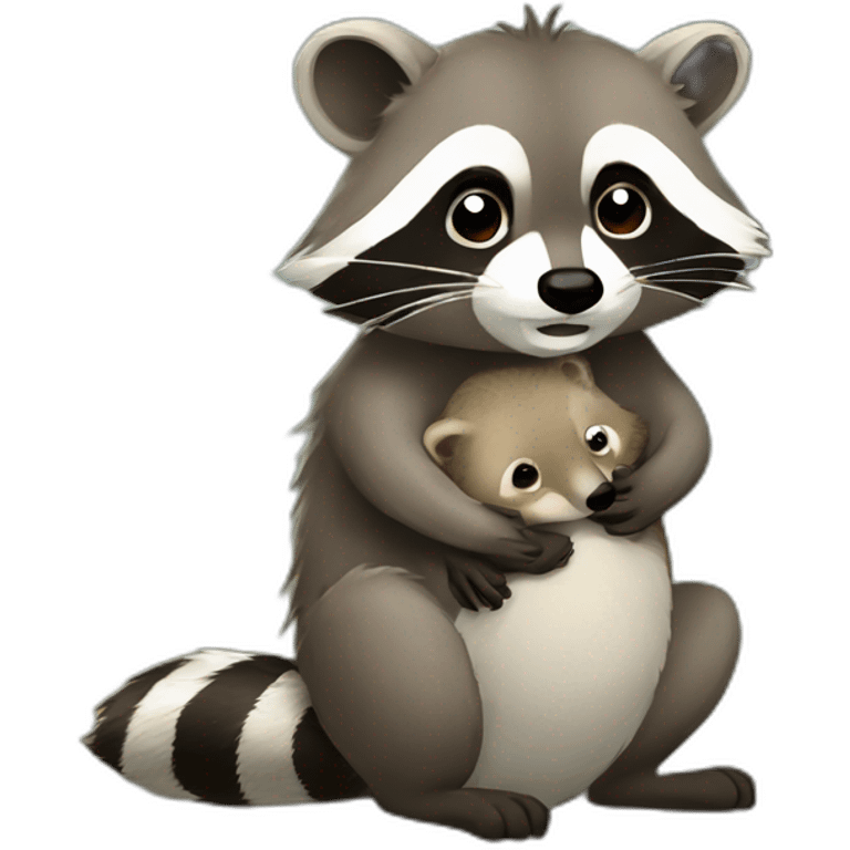 racoon hugging quokka emoji