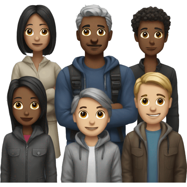 A group of 5 Synthetic people emoji