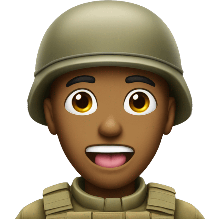 soldier shows his tongue emoji