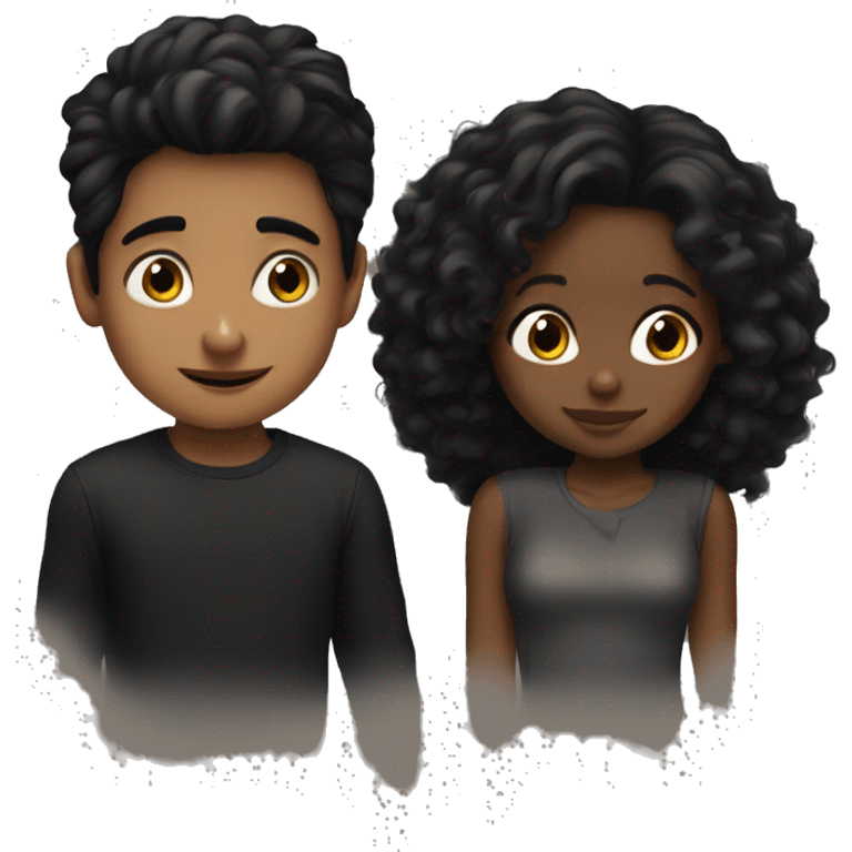 dark hair boy and black girl kissed emoji