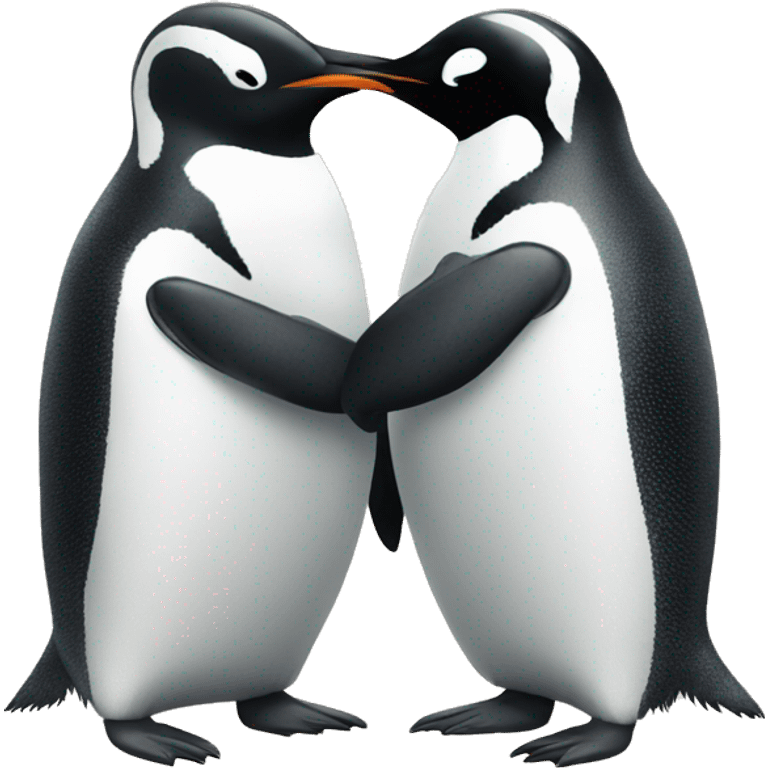 Two penguins hugging  emoji