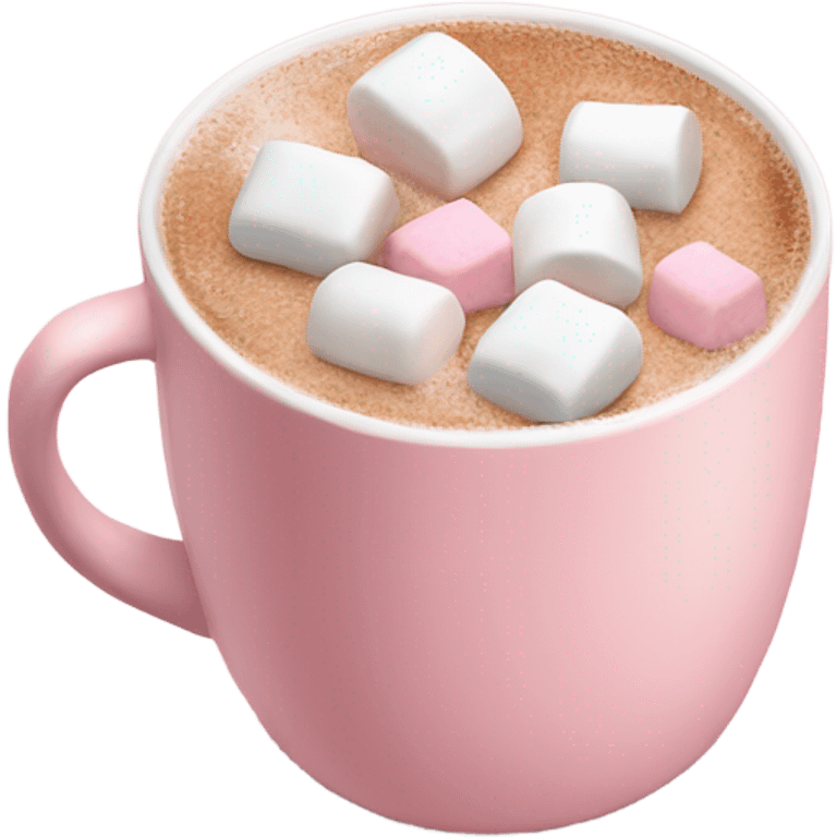 Light Pink mug of hot chocolate with marshmallows  emoji