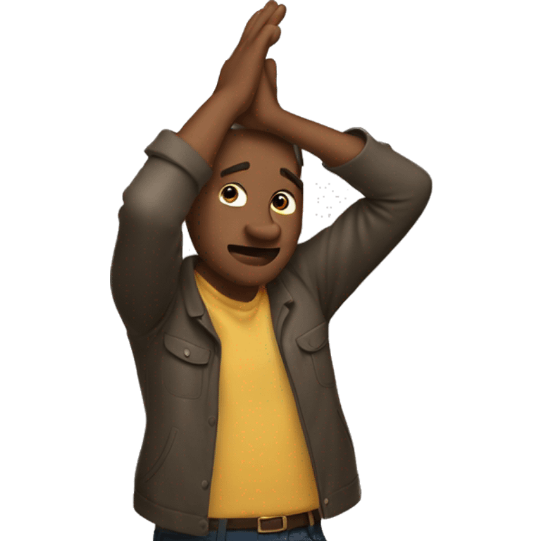 the man throws his hands over his head emoji