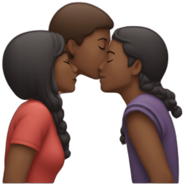 three people kissing emoji