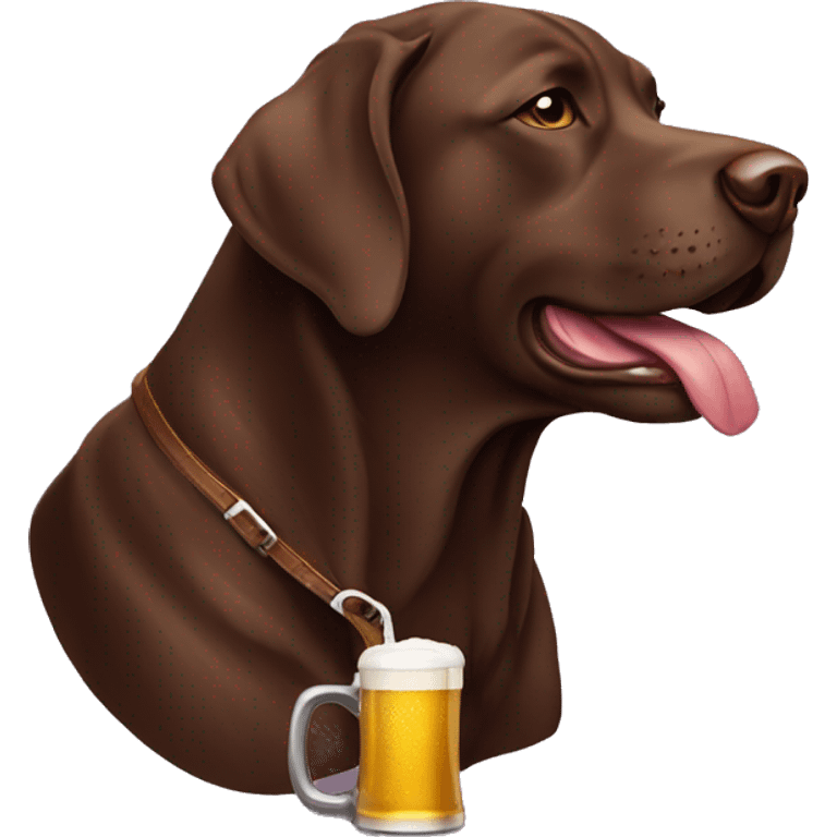 Chocolate lab drinking a beer emoji