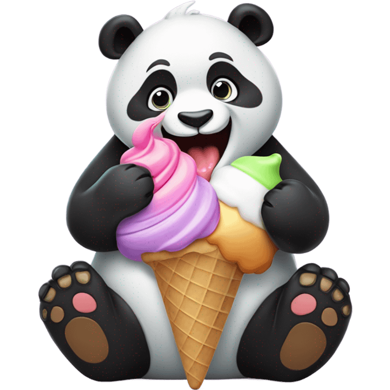 Panda eating ice cream emoji