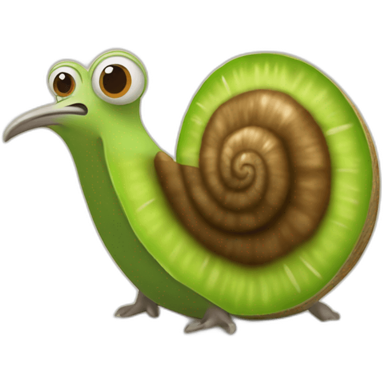 kiwi bird in snail shell emoji