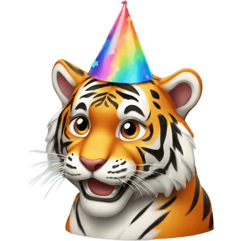 tiger with a birthday hat  emoji