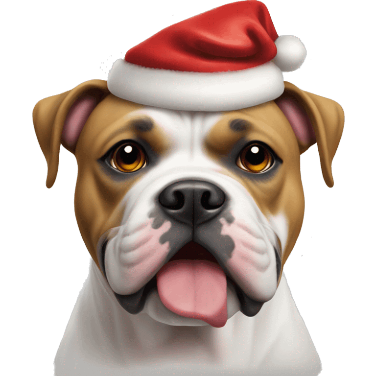 American bulldog with a Santa hat emoji