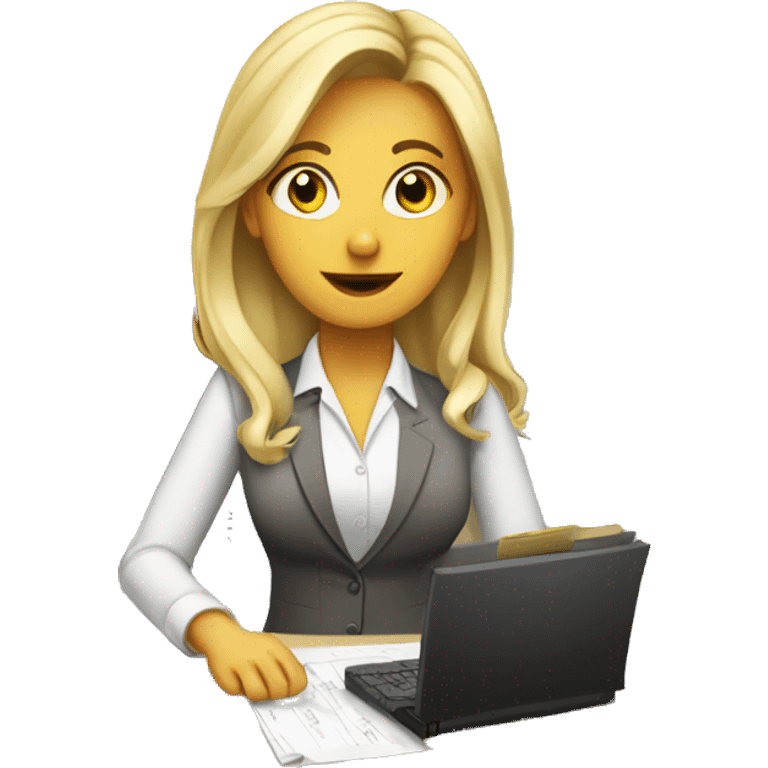 Accounting job girl blonde desk work  emoji