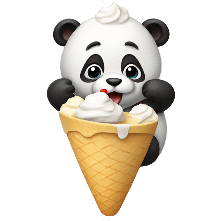 Panda eating ice cream emoji