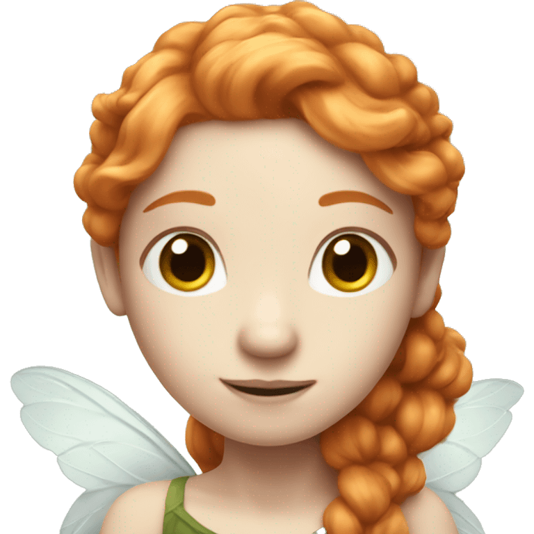 a white skin fairy, long ginger hair and wings emoji