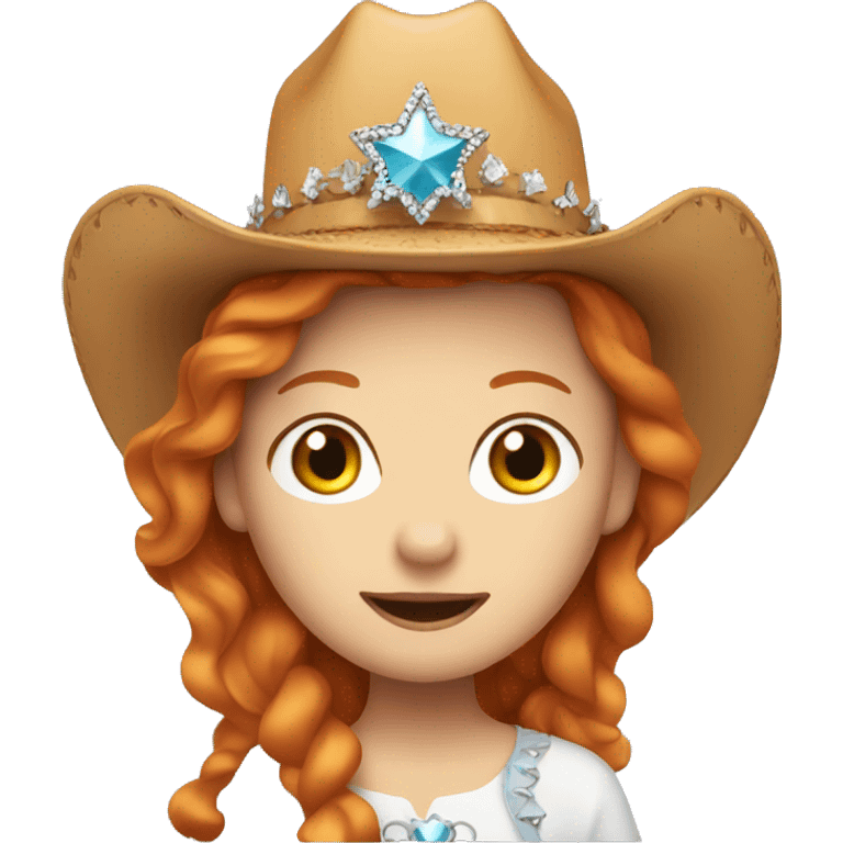 Ginger girl with cowboy hat and tiara emoji