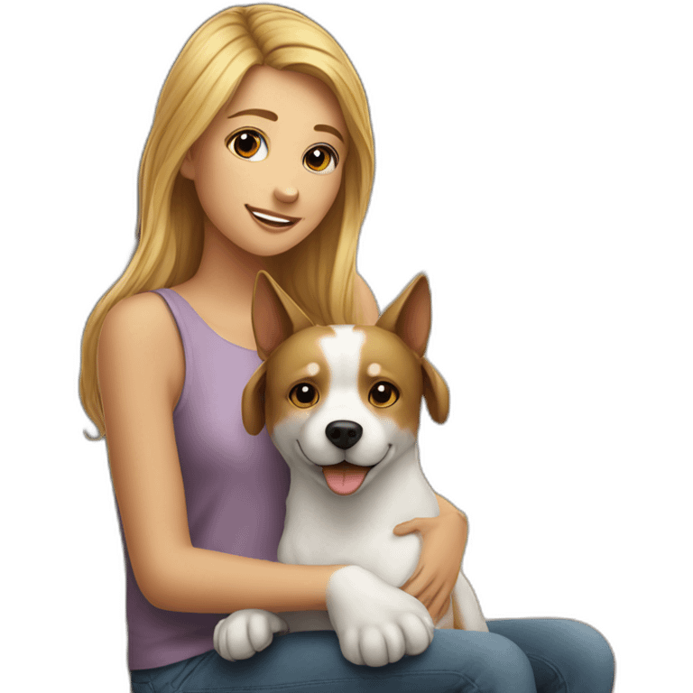 Chien et chat avec une fille emoji