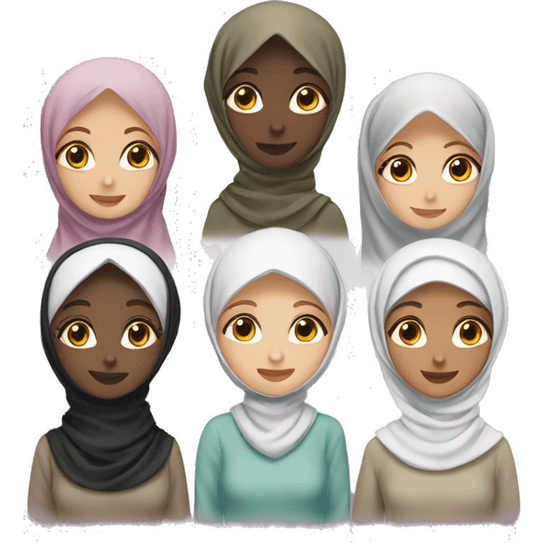 6 friends in hijab emoji