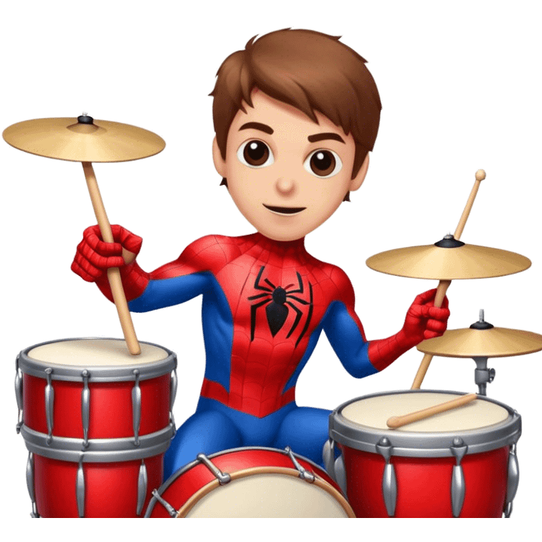 Spiderman with drum emoji