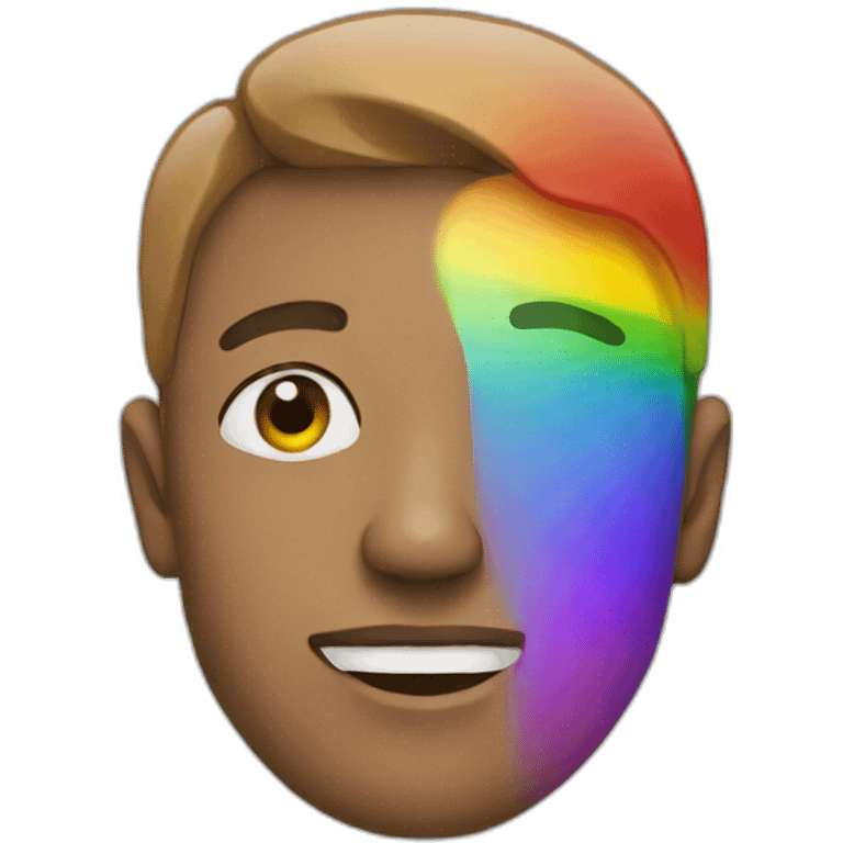 an artist with a rainbow face emoji