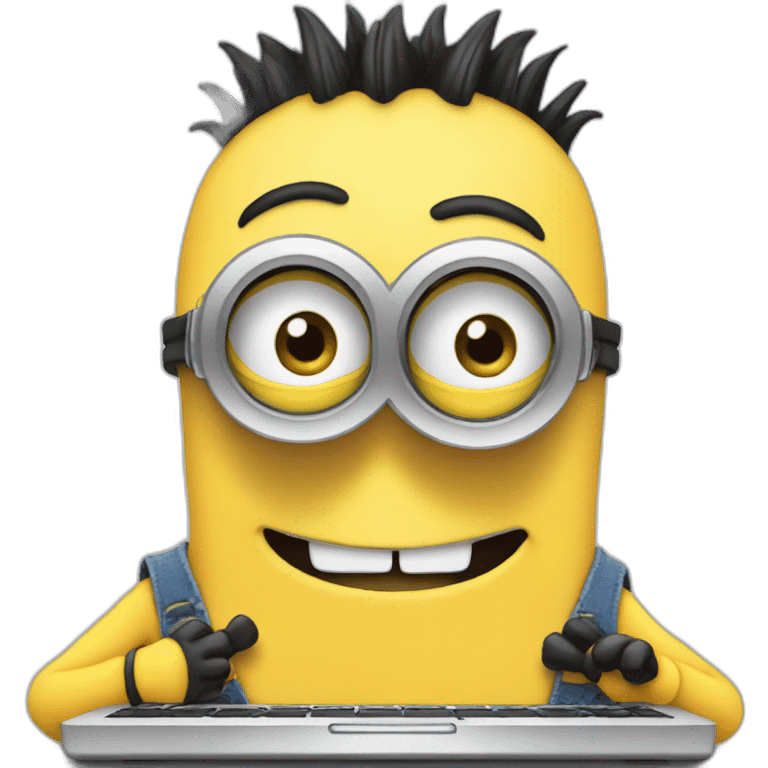 Minion on computer typing emoji