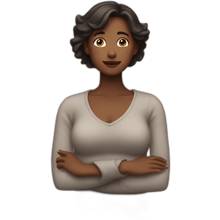 Woman holding up her chest emoji