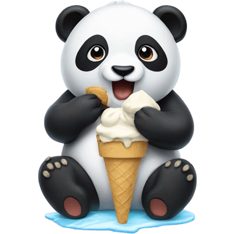 Panda eating ice cream emoji