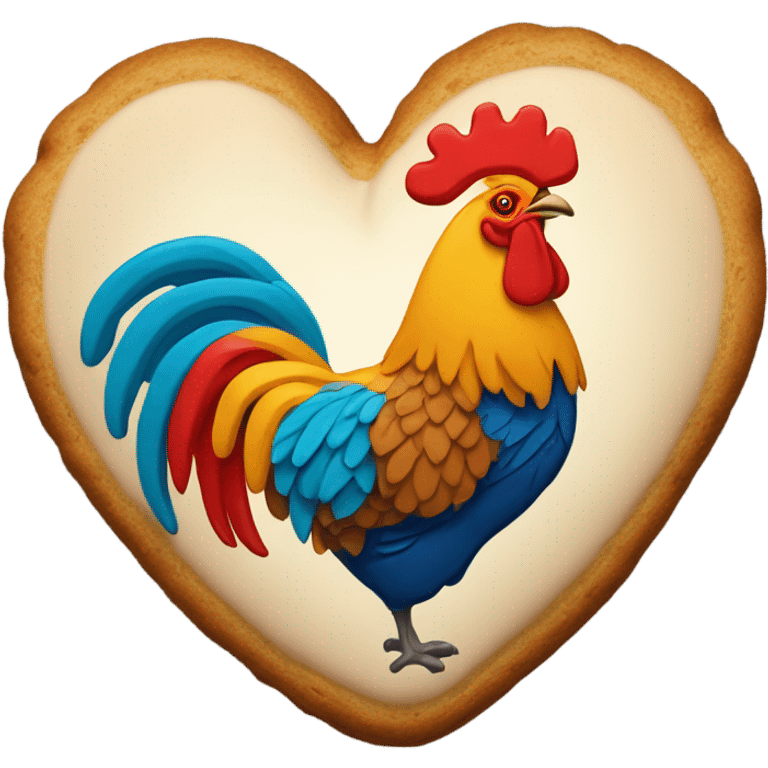 cookie heart with country rooster emoji