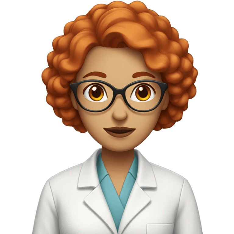 woman with red hair and cat eye glasses in a lab coa emoji