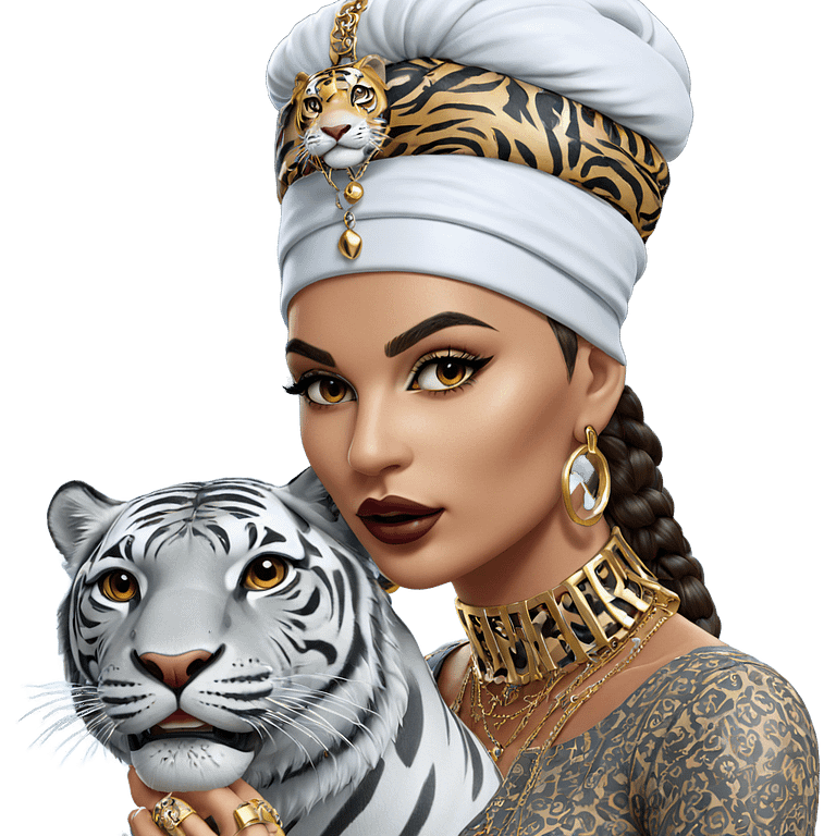 girl with tiger and jewelry emoji