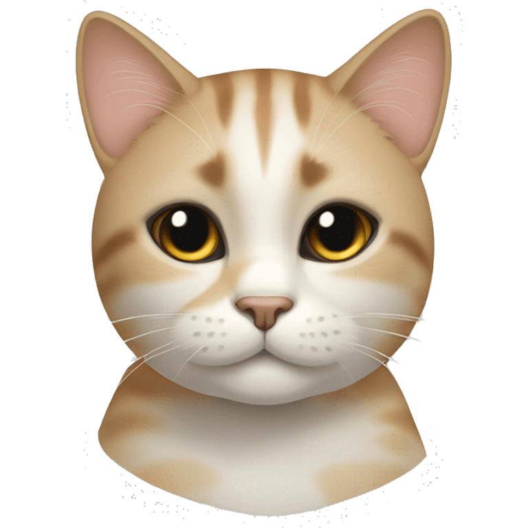 cat with black eyebrows up to where the ears begin, with a white eyebrow up to where the ears begin, and a light brown circle at the top of the head with white hair surrounding it. emoji