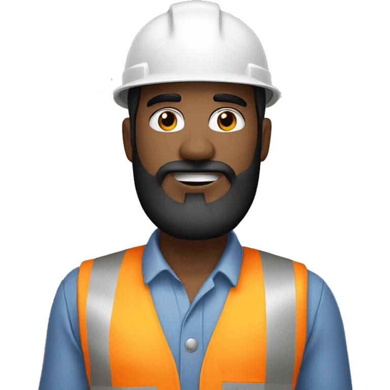 White skin black beard civil engineer with white helmet emoji